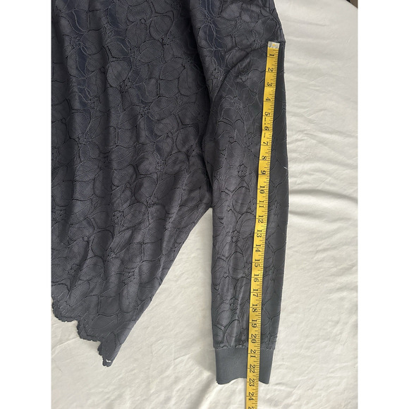 Soft Surroundings Floral Mock Neck Blouse Womens Size PL Charcoal Classic - Picture 8 of 8